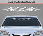 Design #108 Turbocharged - Windshield Window Tribal Flame Vinyl Sticker Decal Graphic Banner 36"x4.25"+