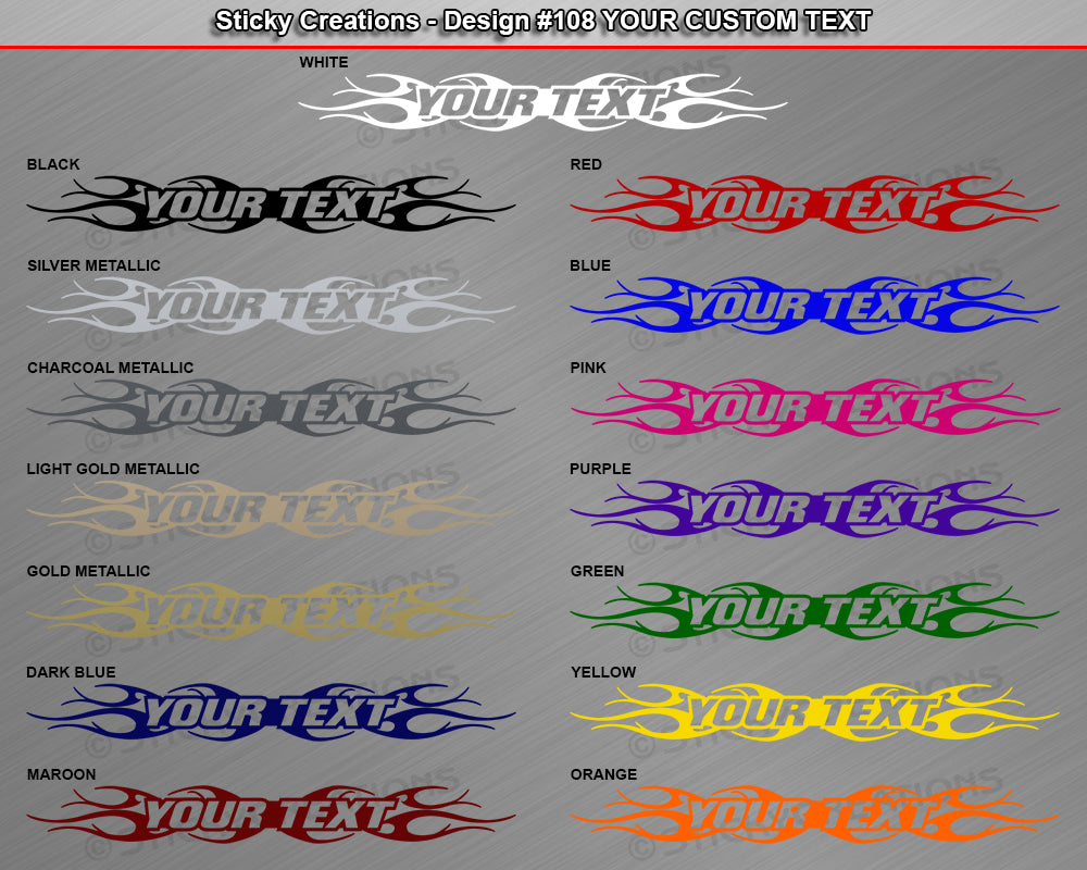 Design #108 Your Text - Custom Personalized Windshield Window Tribal Flame Vinyl Sticker Decal Graphic Banner 36"x4.25"+