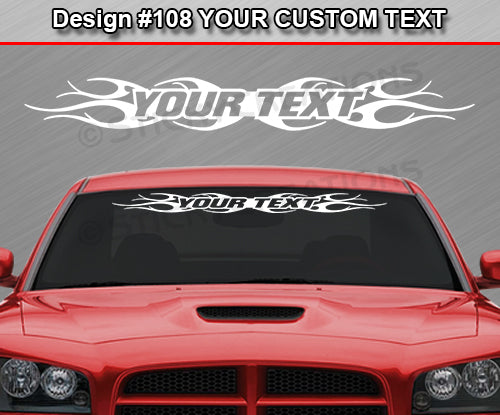 Design #108 Your Text - Custom Personalized Windshield Window Tribal Flame Vinyl Sticker Decal Graphic Banner 36"x4.25"+