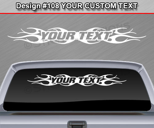 Design #108 Your Text - Custom Personalized Windshield Window Tribal Flame Vinyl Sticker Decal Graphic Banner 36"x4.25"+