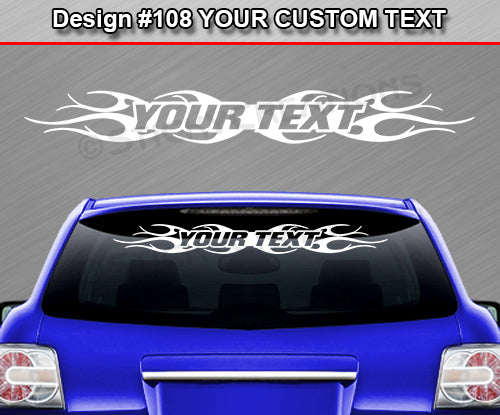 Design #108 Your Text - Custom Personalized Windshield Window Tribal Flame Vinyl Sticker Decal Graphic Banner 36"x4.25"+