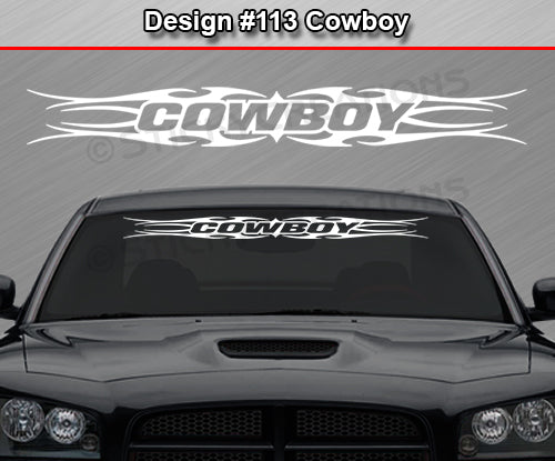 Design #113 Cowboy - Windshield Window Tribal Flame Vinyl Sticker Decal Graphic Banner 36"x4.25"+
