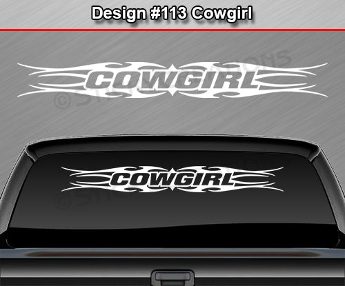 Design #113 Cowgirl - Windshield Window Tribal Flame Vinyl Sticker Decal Graphic Banner 36"x4.25"+