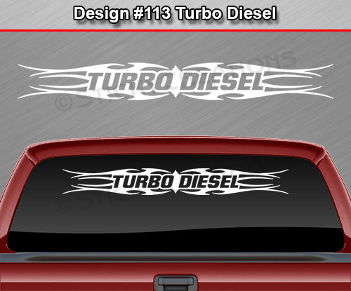 Design #113 Turbo Diesel - Windshield Window Tribal Flame Vinyl Sticker Decal Graphic Banner 36"x4.25"+