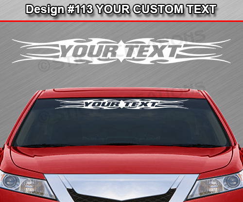 Design #113 Your Text - Custom Personalized Windshield Window Tribal Flame Vinyl Sticker Decal Graphic Banner 36"x4.25"+