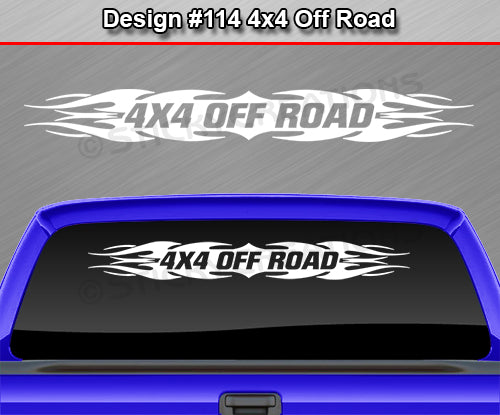 Design #114 4x4 Off Road - Windshield Window Tribal Flame Vinyl Sticker Decal Graphic Banner Truck 36"x4.25"+