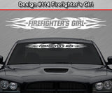 Design #114 Firefighter's Girl - Windshield Window Tribal Flame Vinyl Sticker Decal Graphic Banner 36"x4.25"+