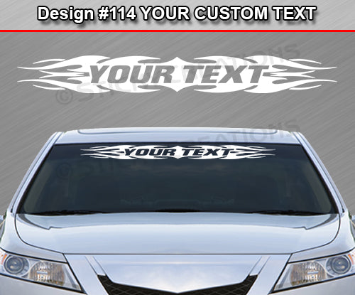 Design #114 Your Text - Custom Personalized Windshield Window Tribal Flame Vinyl Sticker Decal Graphic Banner 36"x4.25"+