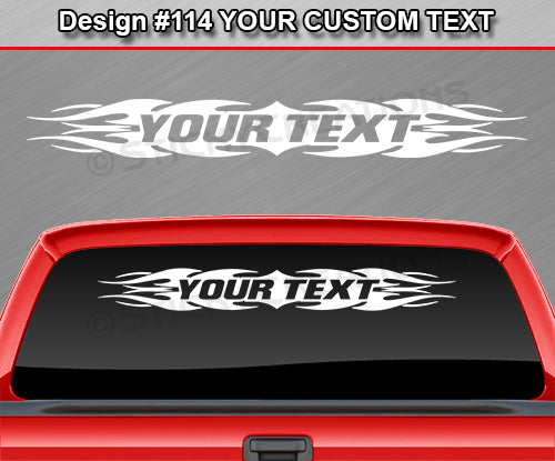 Design #114 Your Text - Custom Personalized Windshield Window Tribal Flame Vinyl Sticker Decal Graphic Banner 36"x4.25"+