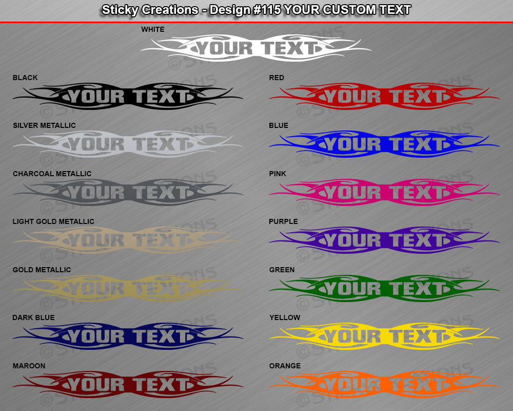 Design #115 Your Text - Custom Personalized Windshield Window Tribal Flame Vinyl Sticker Decal Graphic Banner 36"x4.25"+