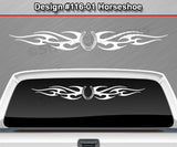 Design #116 Horseshoe - Windshield Window Tribal Flames Vinyl Sticker Decal Graphic Banner 36"x4.25"+
