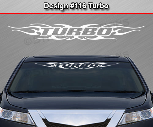Design #116 Turbo - Windshield Window Tribal Flame Vinyl Sticker Decal Graphic Banner 36"x4.25"+