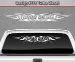 Design #116 Turbo Diesel - Windshield Window Tribal Flame Vinyl Sticker Decal Graphic Banner 36"x4.25"+
