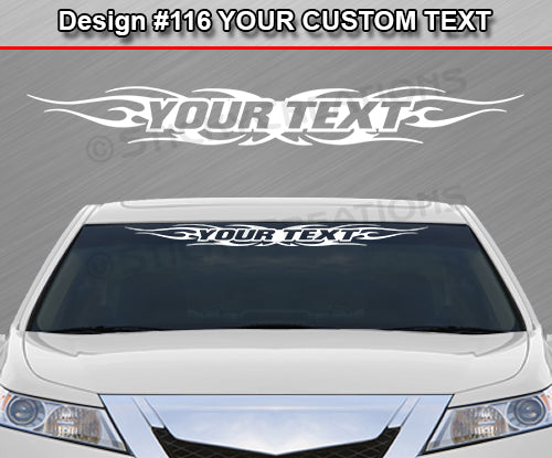 Design #116 Your Text - Custom Personalized Windshield Window Tribal Flame Vinyl Sticker Decal Graphic Banner 36"x4.25"+