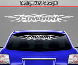 Design #121 Cowgirl - Windshield Window Tribal Flame Vinyl Sticker Decal Graphic Banner 36"x4.25"+