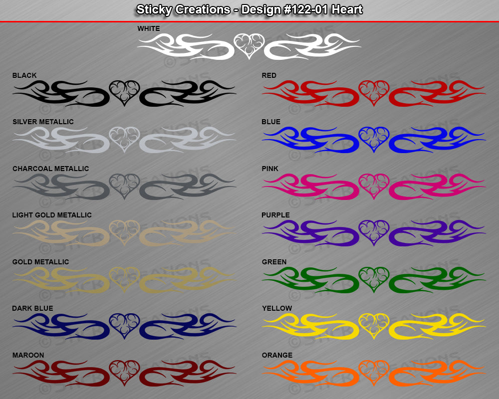 Design #122 Heart - Windshield Window Tribal Swirl Vinyl Sticker Decal Graphic Banner 36"x4.25"+