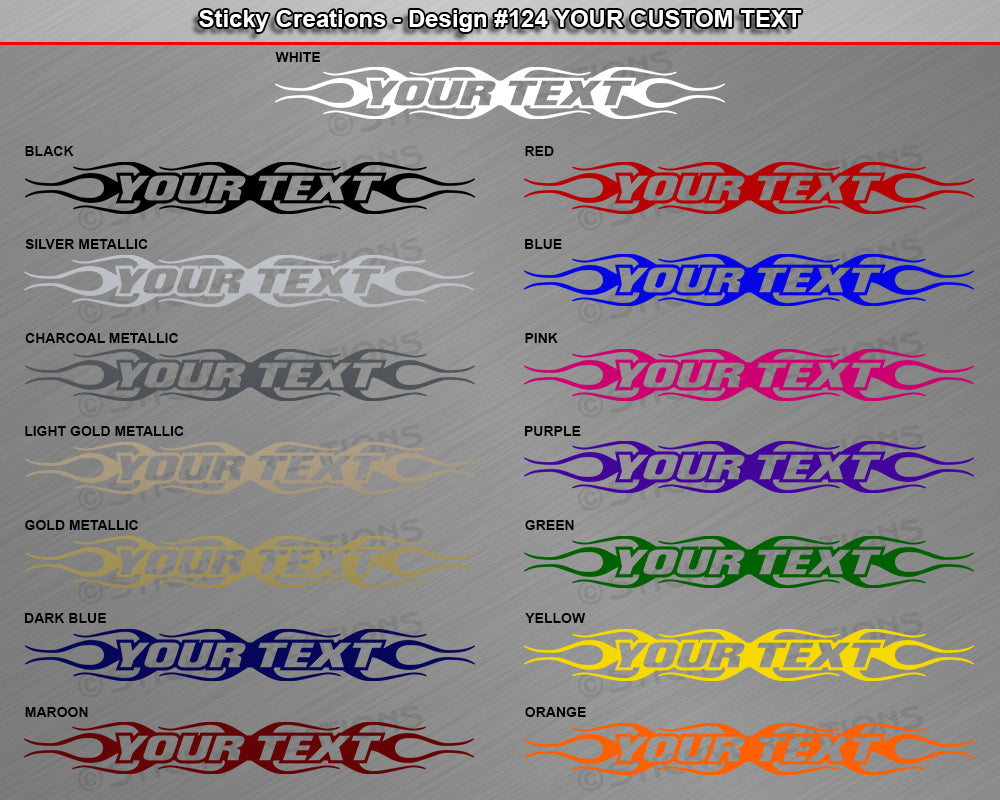 Design #124 Your Text - Custom Personalized Windshield Window Flame Flaming Vinyl Sticker Decal Graphic Banner 36"x4.25"+