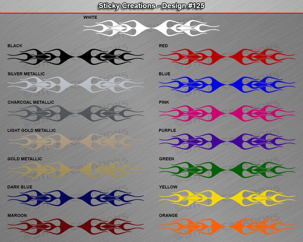 Design #125 - 36"x4.25" + Windshield Window Flame Flaming Vinyl Sticker Decal Graphic Banner