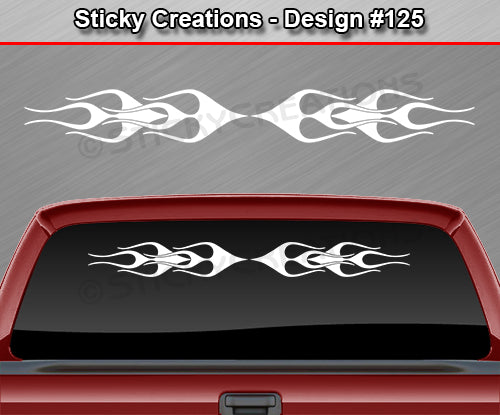 Design #125 - 36"x4.25" + Windshield Window Flame Flaming Vinyl Sticker Decal Graphic Banner