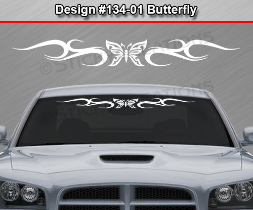 Design #134 Butterfly - Windshield Window Tribal Curls Vinyl Sticker Decal Graphic Banner 36"x4.25"+