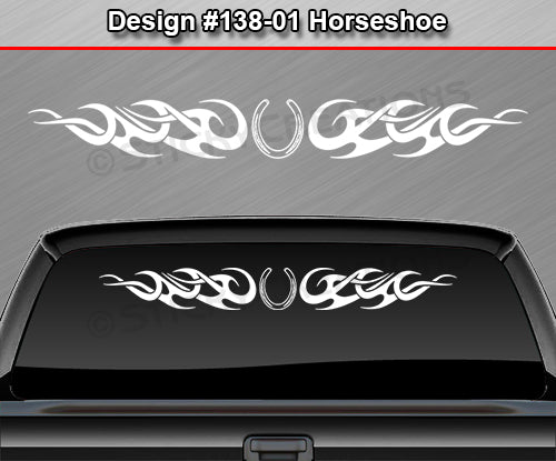 Design #138 Horseshoe - Windshield Window Tribal Curls Vinyl Sticker Decal Graphic Banner 36"x4.25"+