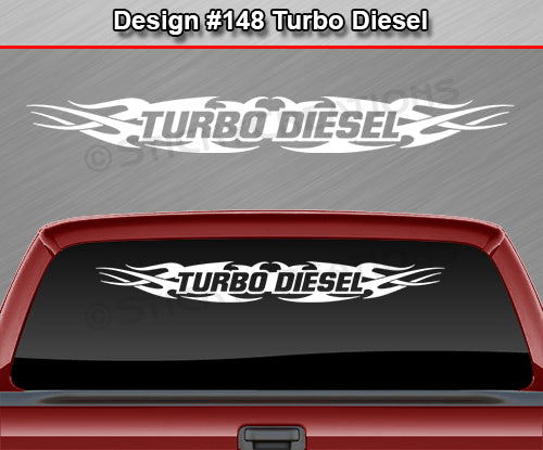 Design #148 Turbo Diesel - Windshield Window Tribal Flame Vinyl Sticker Decal Graphic Banner 36"x4.25"+