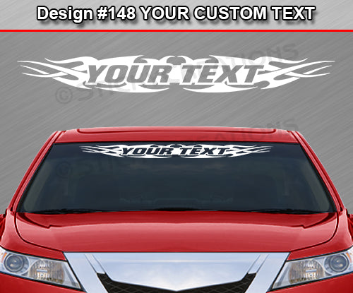 Design #148 Your Text - Custom Personalized Windshield Window Tribal Flame Vinyl Sticker Decal Graphic Banner 36"x4.25"+