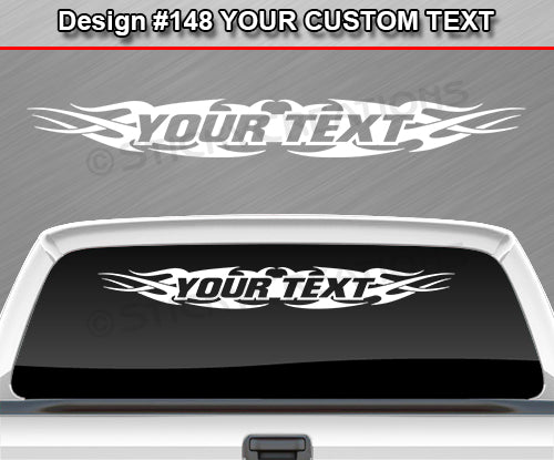 Design #148 Your Text - Custom Personalized Windshield Window Tribal Flame Vinyl Sticker Decal Graphic Banner 36"x4.25"+