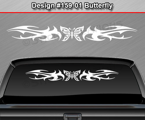 Design #159 Butterfly - Windshield Window Tribal Thorns Vinyl Sticker Decal Graphic Banner 36"x4.25"+