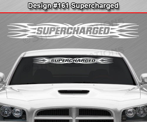 Design #161 Supercharged - Windshield Window Tribal Flame Vinyl Sticker Decal Graphic Banner 36"x4.25"+