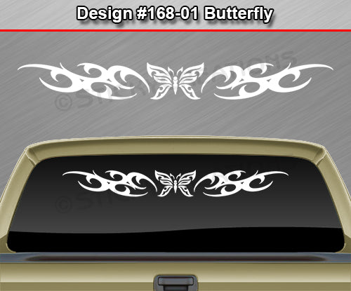 Design #168 Butterfly - Windshield Window Tribal Curls Vinyl Sticker Decal Graphic Banner 36"x4.25"+