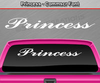 Princess - Commscr Font - Windshield Window Vinyl Sticker Decal Graphic Banner Text Letters 36"x4.25"+