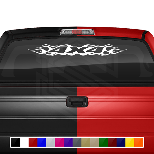 #100 4x4 Decal Sticker Windshield Window Vinyl Graphic Banner Decoration Flame Flaming Design 36"x4.25"+