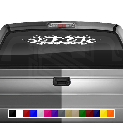 #100 4x4 Decal Sticker Windshield Window Vinyl Graphic Banner Decoration Flame Flaming Design 36"x4.25"+
