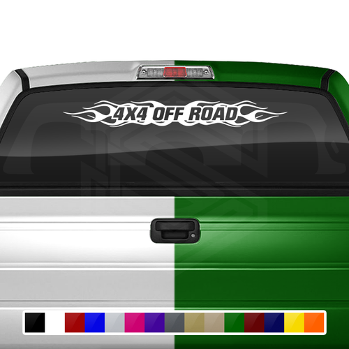 #100 4x4 OFF ROAD Decal Sticker Windshield Window Vinyl Graphic Banner Decoration Tribal Flame Design 36"x4.25"+