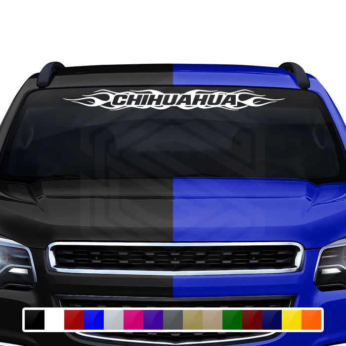 #100 CHIHUAHUA CHIH Mexico Decal Sticker Windshield Window Vinyl Graphic Banner Decoration Flame Flaming Design 36"x4.25"+