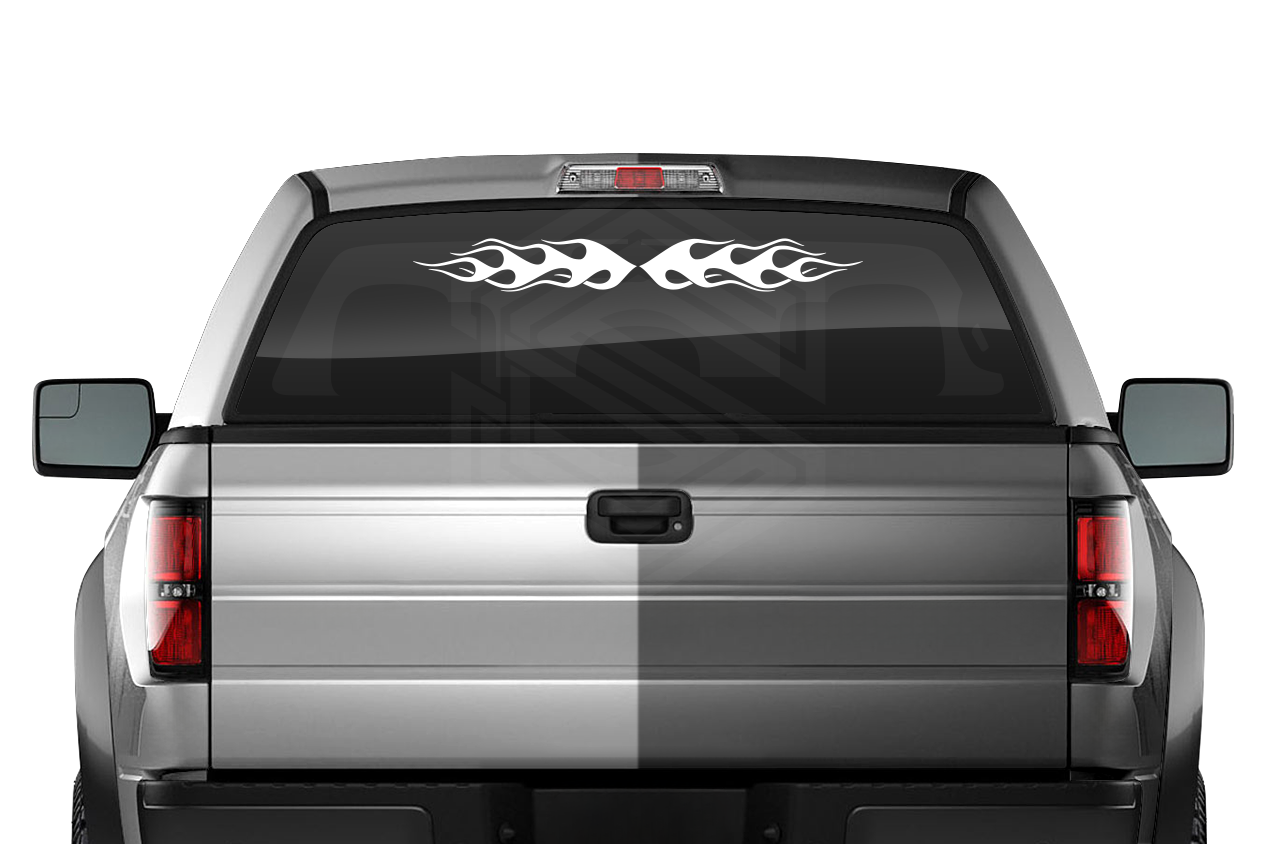 Design #100 Flame Flaming Decal Sticker Windshield Window Vinyl Graphic Banner Decoration 36"x4.25"+