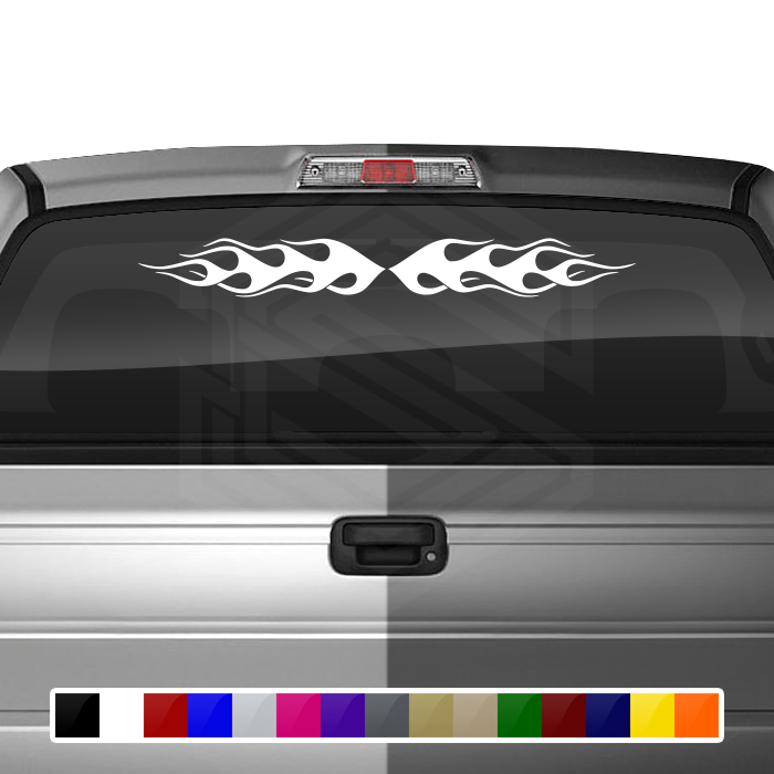 Design #100 - Flame Flaming Decal Sticker Windshield Window Vinyl Graphic Banner Decoration 36"x4.25"+