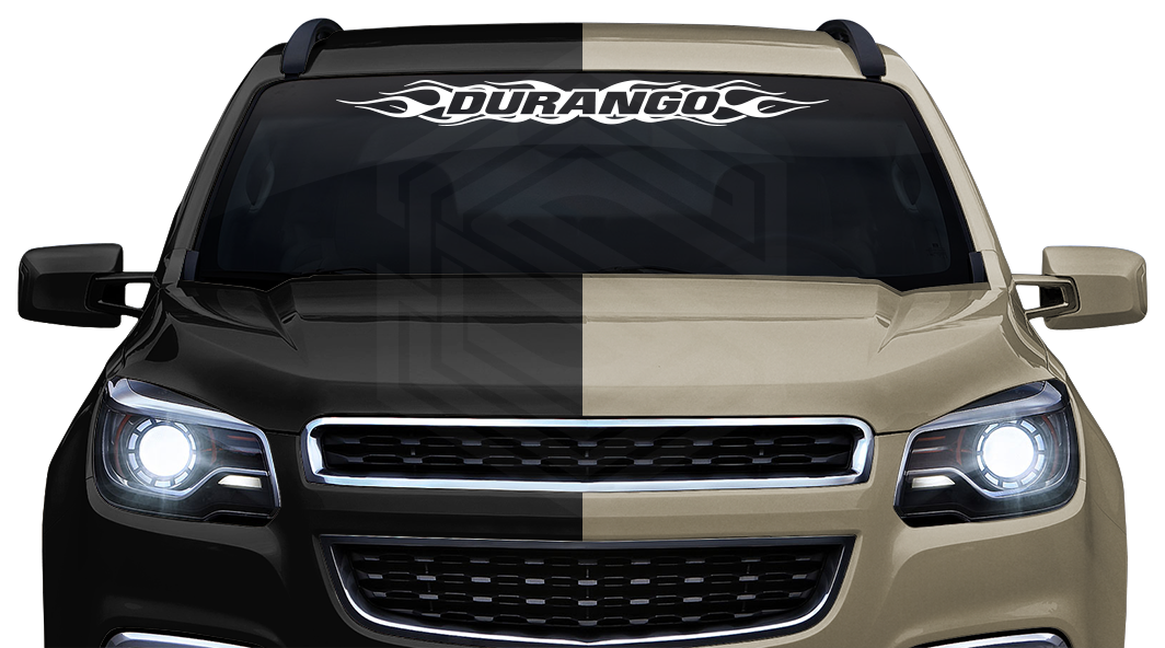#100 DURANGO DGO Mexico Decal Sticker Windshield Window Vinyl Graphic Banner Decoration Flame Flaming Design 36"x4.25"+