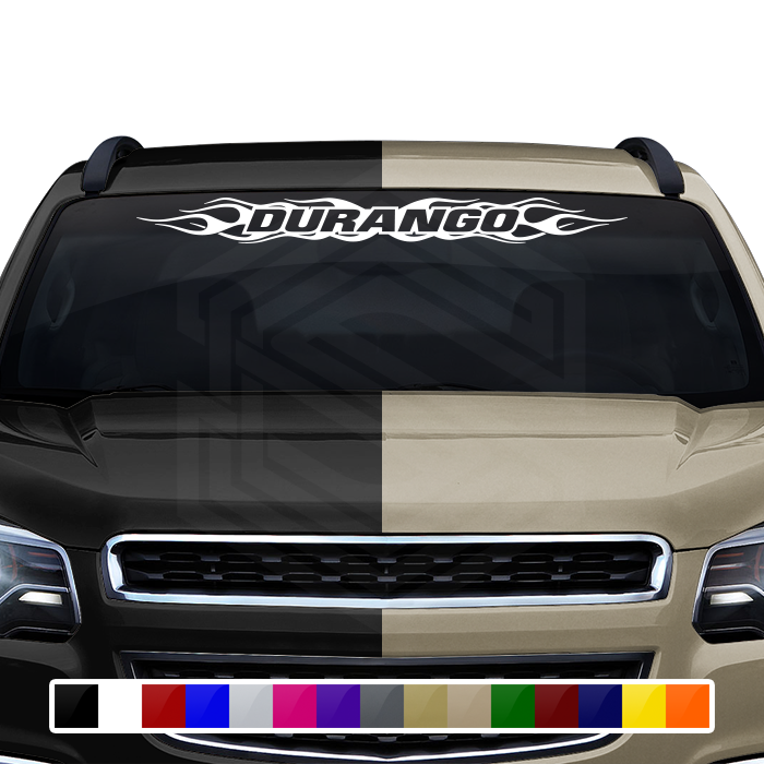 #100 DURANGO DGO Mexico Decal Sticker Windshield Window Vinyl Graphic Banner Decoration Flame Flaming Design 36"x4.25"+