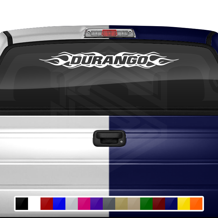 #100 DURANGO DGO Mexico Decal Sticker Windshield Window Vinyl Graphic Banner Decoration Flame Flaming Design 36"x4.25"+