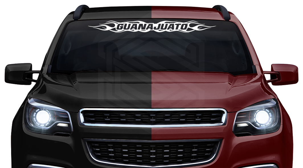 #100 GUANAJUATO GTO Mexico Decal Sticker Windshield Window Vinyl Graphic Banner Decoration Flame Flaming Design 36"x4.25"+