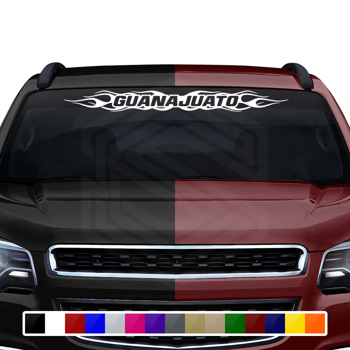 #100 GUANAJUATO GTO Mexico Decal Sticker Windshield Window Vinyl Graphic Banner Decoration Flame Flaming Design 36"x4.25"+