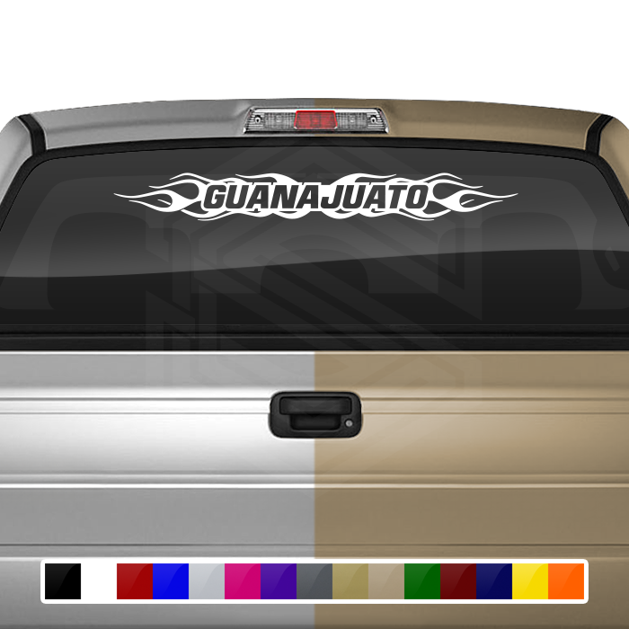 #100 GUANAJUATO GTO Mexico Decal Sticker Windshield Window Vinyl Graphic Banner Decoration Flame Flaming Design 36"x4.25"+