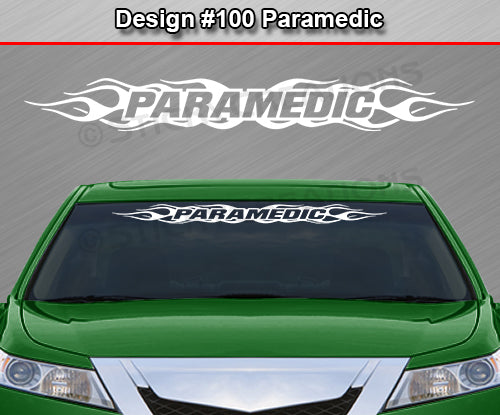 #100 PARAMEDIC Decal Sticker Windshield Window Vinyl Graphic Banner Decoration Flame Flaming Design 36"x4.25"+