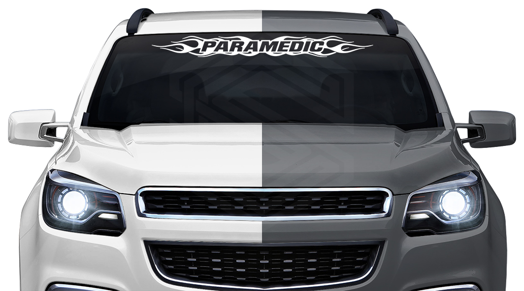 #100 PARAMEDIC Decal Sticker Windshield Window Vinyl Graphic Banner Decoration Flame Flaming Design 36"x4.25"+
