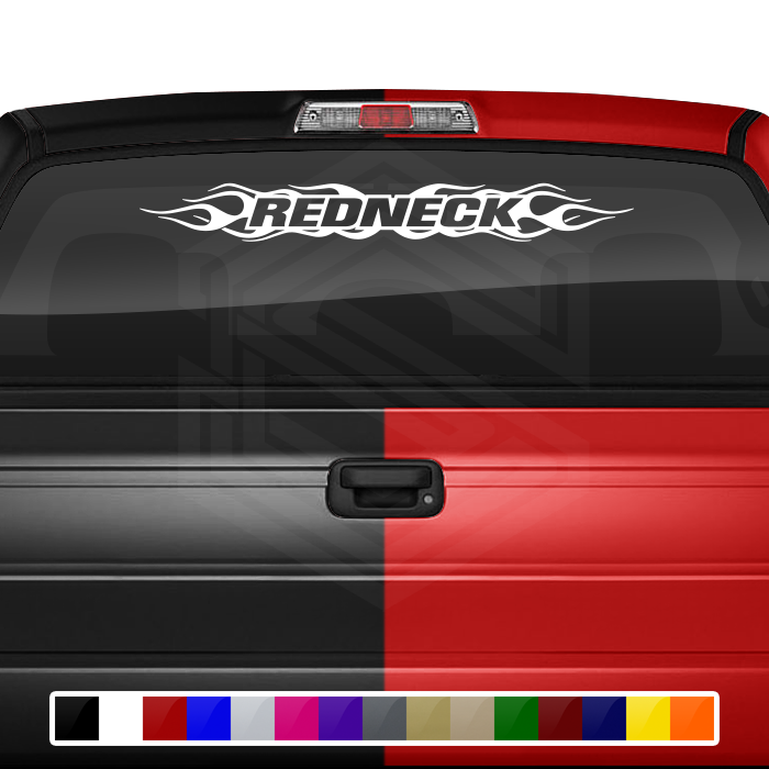 #100 REDNECK Decal Sticker Windshield Window Vinyl Graphic Banner Decoration Flame Flaming Design 36"x4.25"+