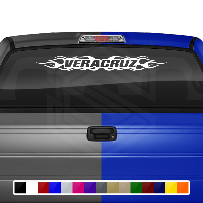 #100 VERACRUZ VER Mexico Decal Sticker Windshield Window Vinyl Graphic Banner Decoration Flame Flaming Design 36"x4.25"+