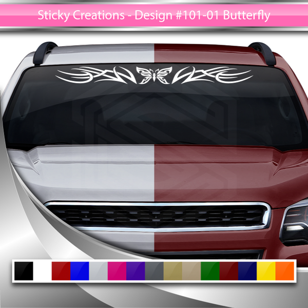 Design #101 BUTTERFLY Decal Sticker Windshield Window Vinyl Graphic Banner 36"x4.25"+