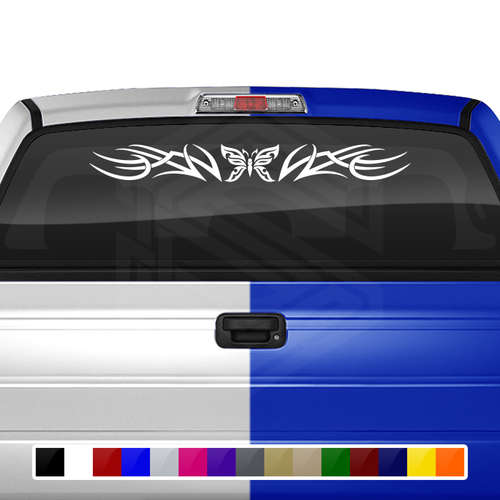 #101 BUTTERFLY Decal Sticker Windshield Window Vinyl Graphic Banner Tribal Scroll Design 36"x4.25"+